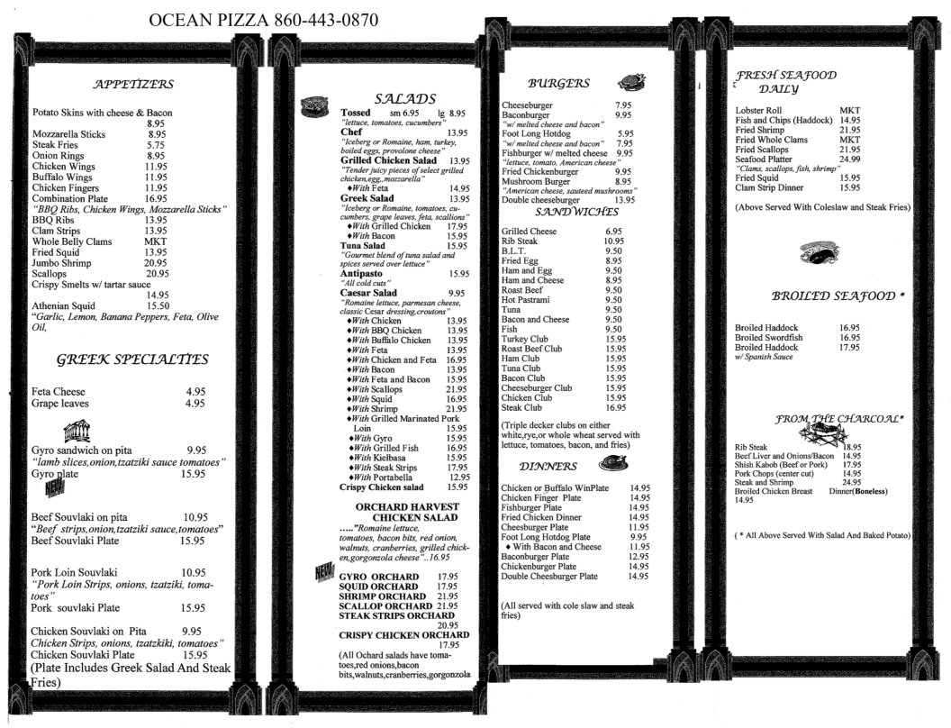 Looking for the ocean pizza restaurant and seafood house menu? Find it online easy!