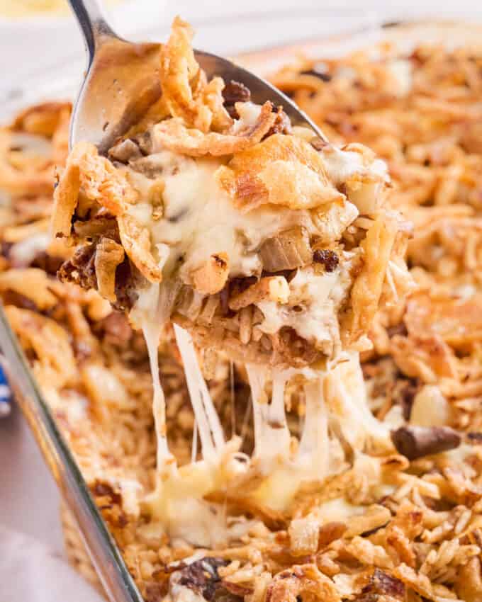 What makes french onion rice casserole so amazing? Its easy to make, cheesy, and a perfect comfort food.