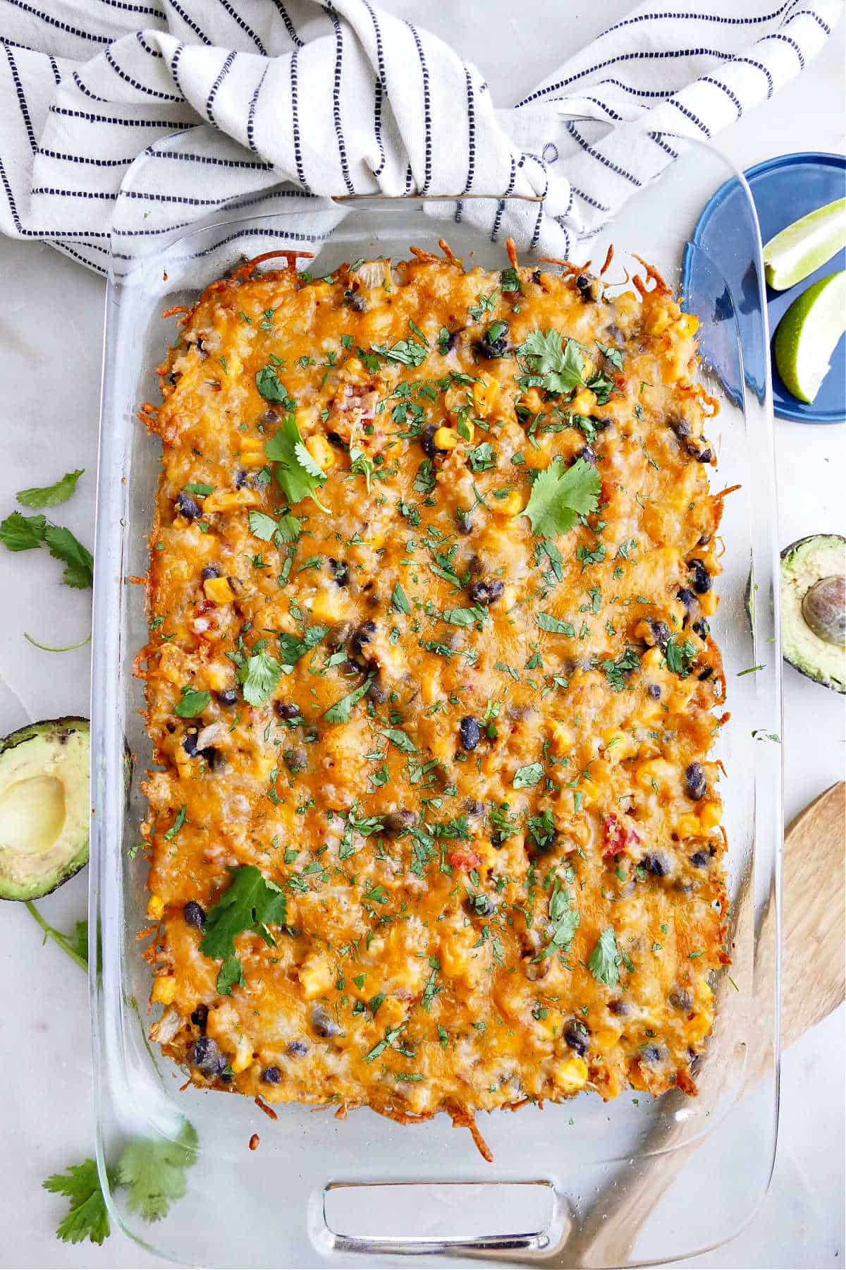 Looking for a healthy vegetarian taco casserole? Ours is loaded with fresh veggies and amazing taste!